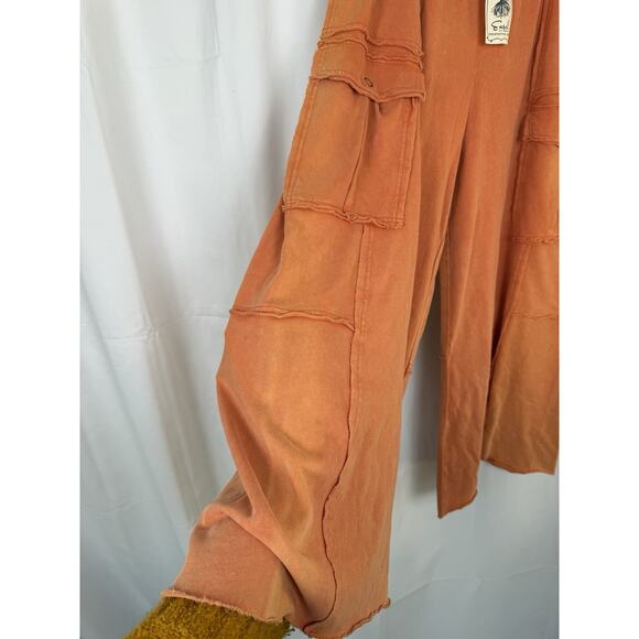 Easel Los Angeles Women's Cargo Wide Leg Pants Orange Size M Lounge - Picture 2 of 7
